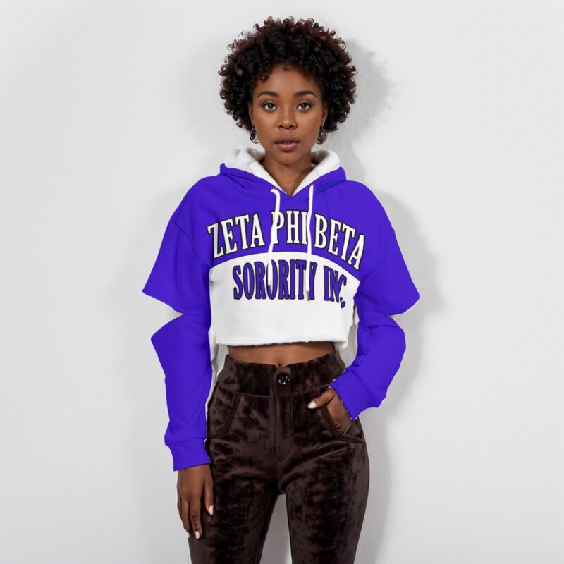 Zeta Phi Beta Heavy Fleece Hoodie With Hollow Out Sleeve