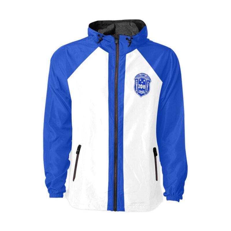 Zeta Phi Beta Raglan Sleeve Windbreaker With Zipper Closure And Velcro