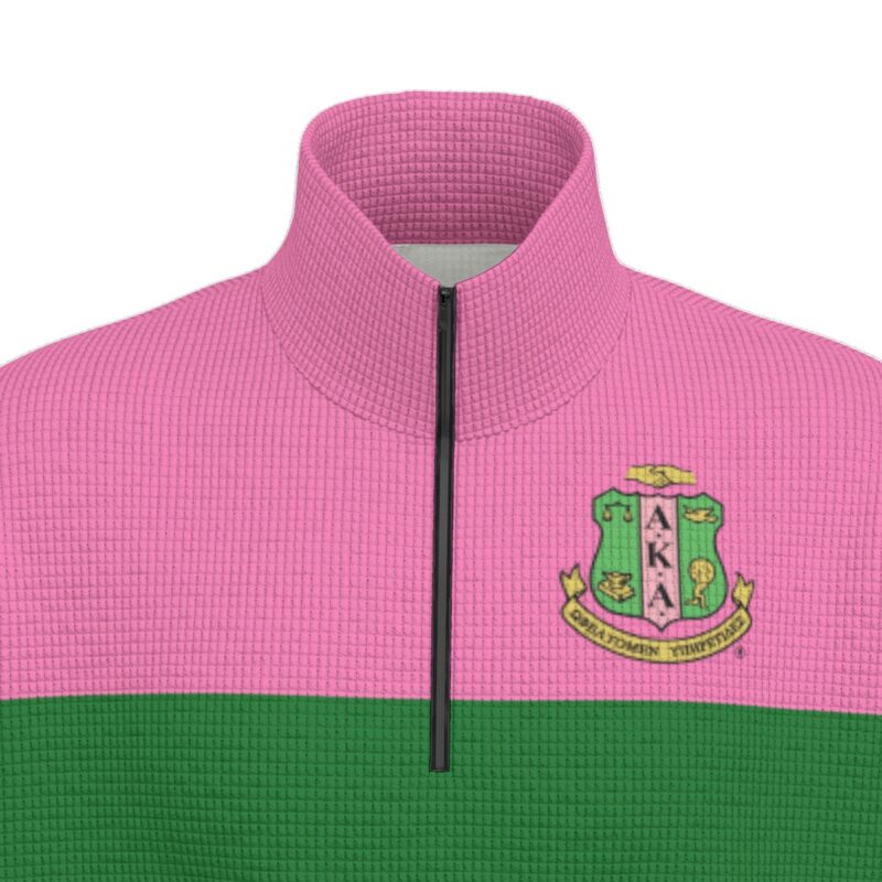 Alpha Kappa Alpha Colour Block Turtleneck Zipper Sweatshirt - Image 6