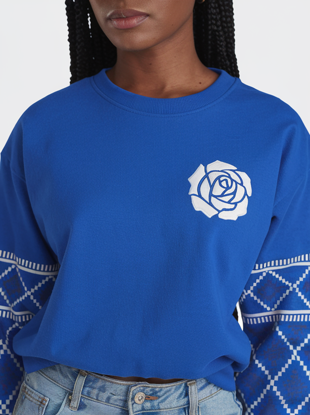 Zeta Phi Beta White Rose Harmony Crewneck Sweater