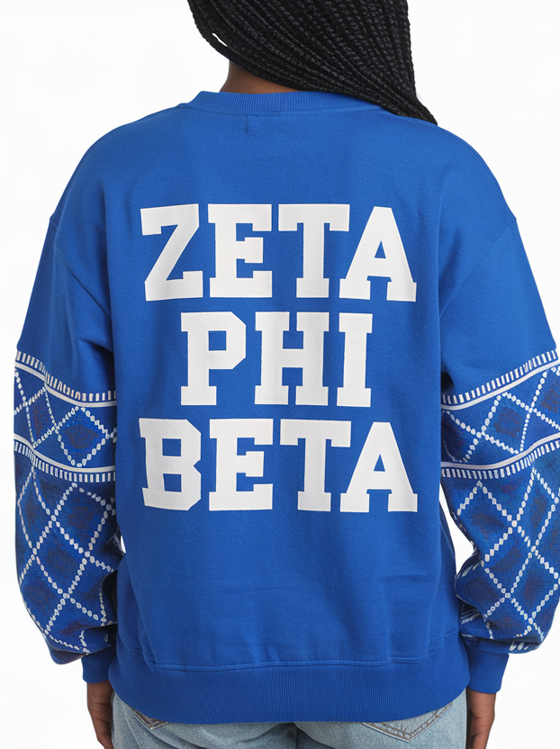 Zeta Phi Beta White Rose Harmony Crewneck Sweater - Image 2