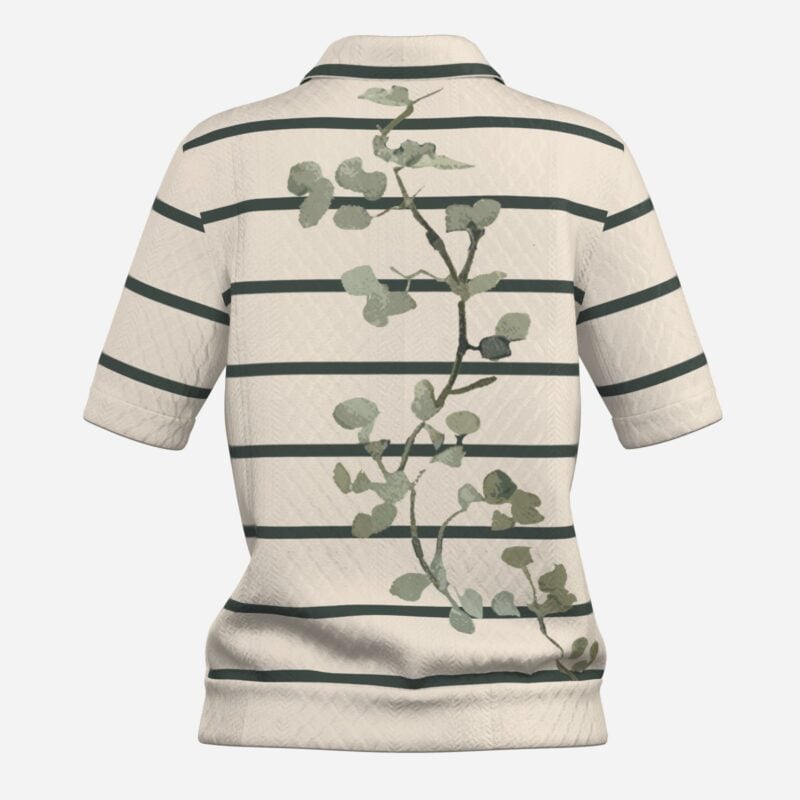 Alpha Kappa Alpha Pink & Green Ivy Striped Polo - Image 3