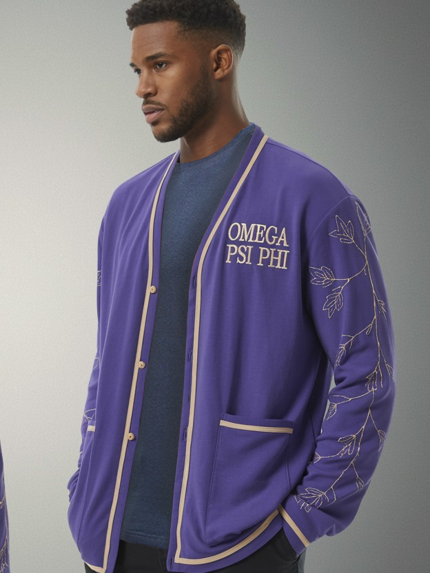 Omega Psi Phi Heritage Horizon Knit Cardigan - Image 2
