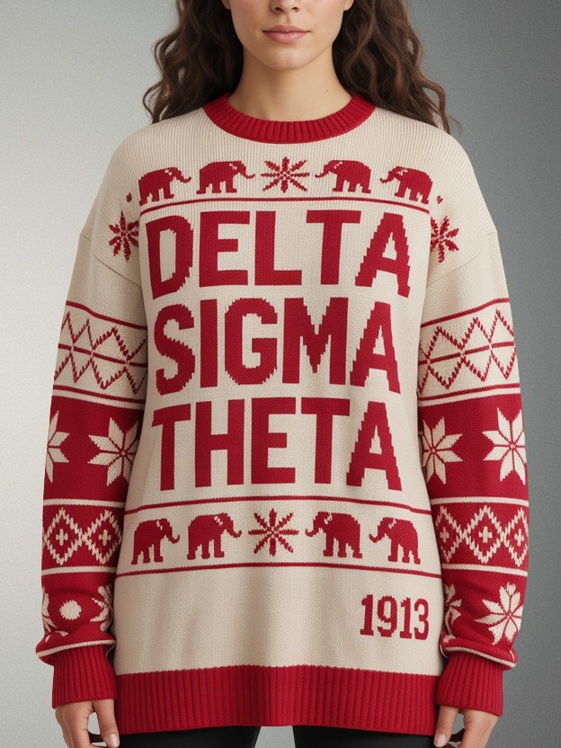Delta Sigma Theta Crimson Christmas Queens Christmas Sweater - Image 2