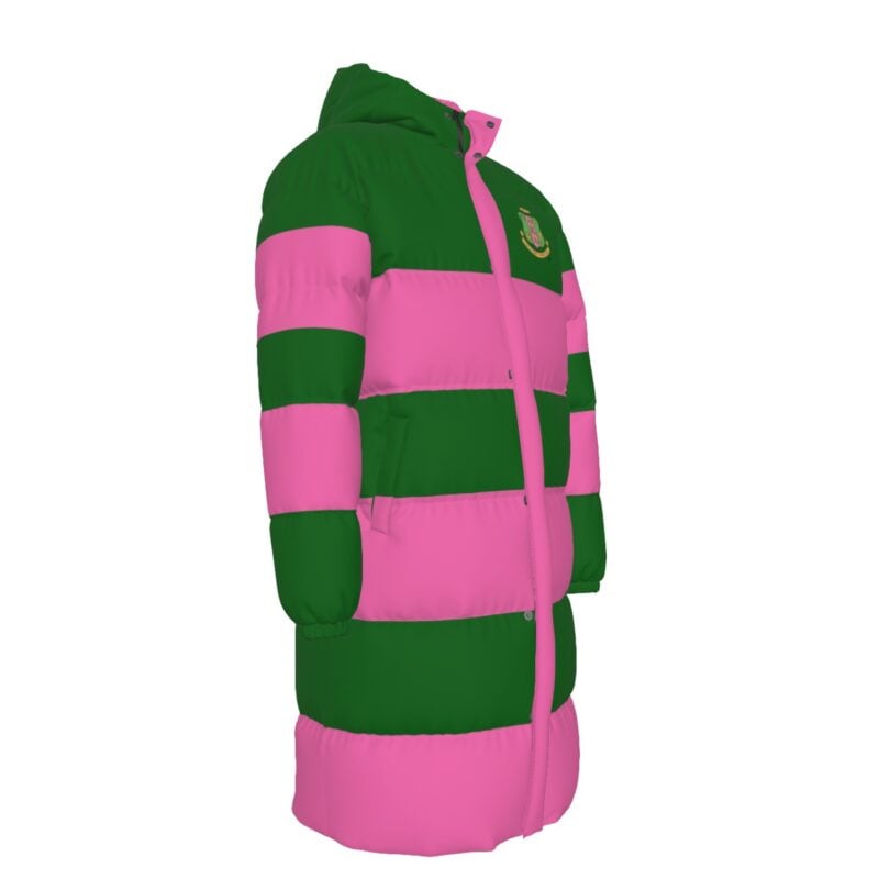 Alpha Kappa Alpha Pinks and Greens Long Down Jacket - Image 3