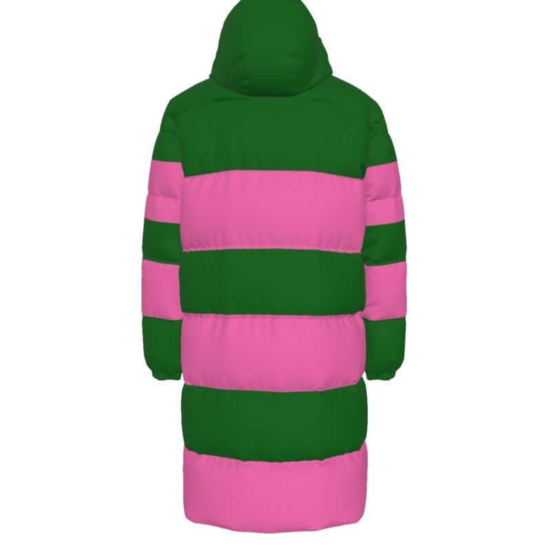 Alpha Kappa Alpha Pinks and Greens Long Down Jacket - Image 2
