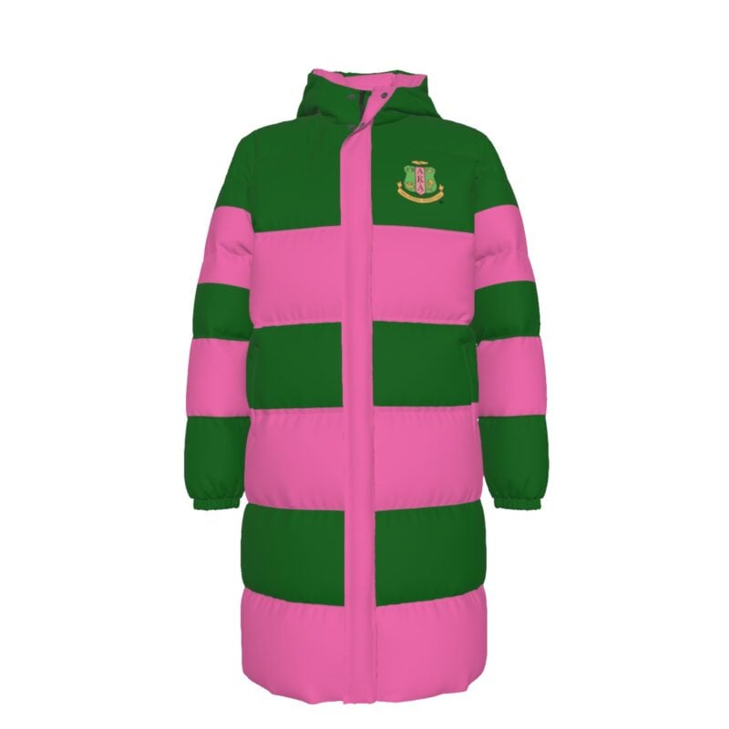 Alpha Kappa Alpha Pinks and Greens Long Down Jacket