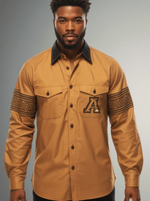 Alpha Phi Alpha Tan Tribal Long-Sleeve Button-Up Shirt