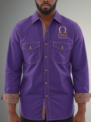 Omega Psi Phi Royal Heritage Long-Sleeve Button-Up Shirt