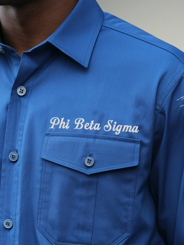 Phi Beta Sigma Blue Signature Long-Sleeve Button-Up Shirt