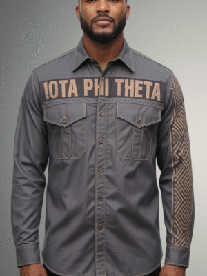 Iota Phi Theta Tribal Sleeve Long-Sleeve Button-Up Shirt